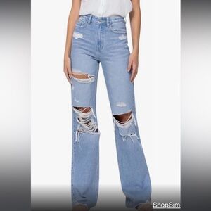 Flying Monkey Wide Leg Ripped Jeans
